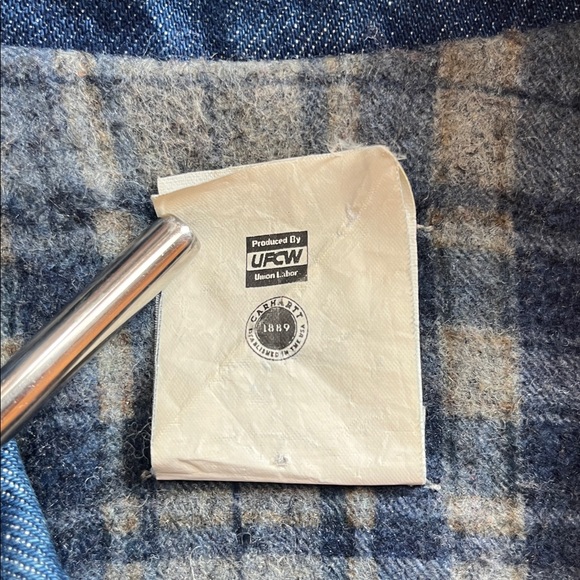 Vintage Carhartt Blue Denim Flannel Lined Trucker Jacket Made in USA J11DST - Picture 8 of 12